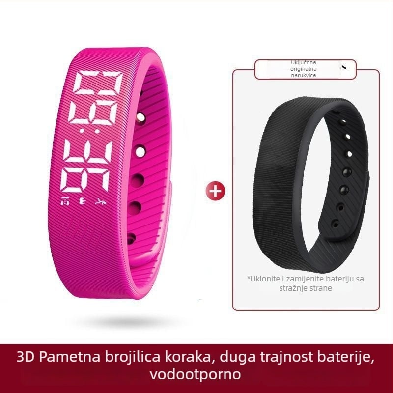 Dječji pametni sat s brojačem koraka, vibracijskim alarmom, dodirnim zaslonom, silikon remenom, trajanje baterije 7–14 dana, vodootporan