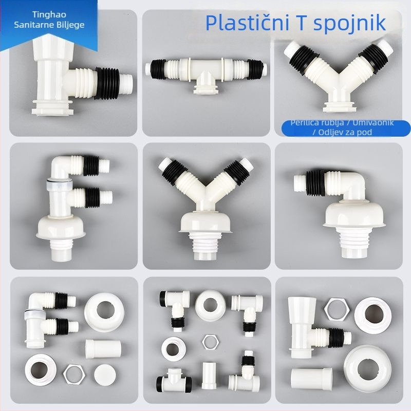 Plastični trostruki odvodi za perilicu i umivaonik (višenamjenski zavoj)