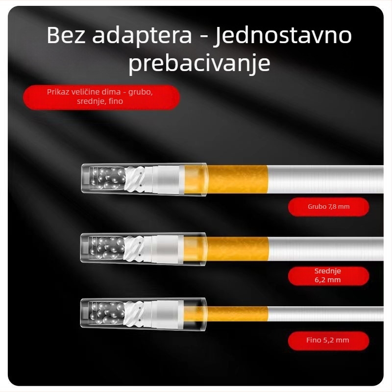Plastični spiralni filtr za cigarete s aktivnim ugljem; ponovno upotrebljiv; filtar sa tri vrste (debel, srednji, fin); pakiranje 245 komada