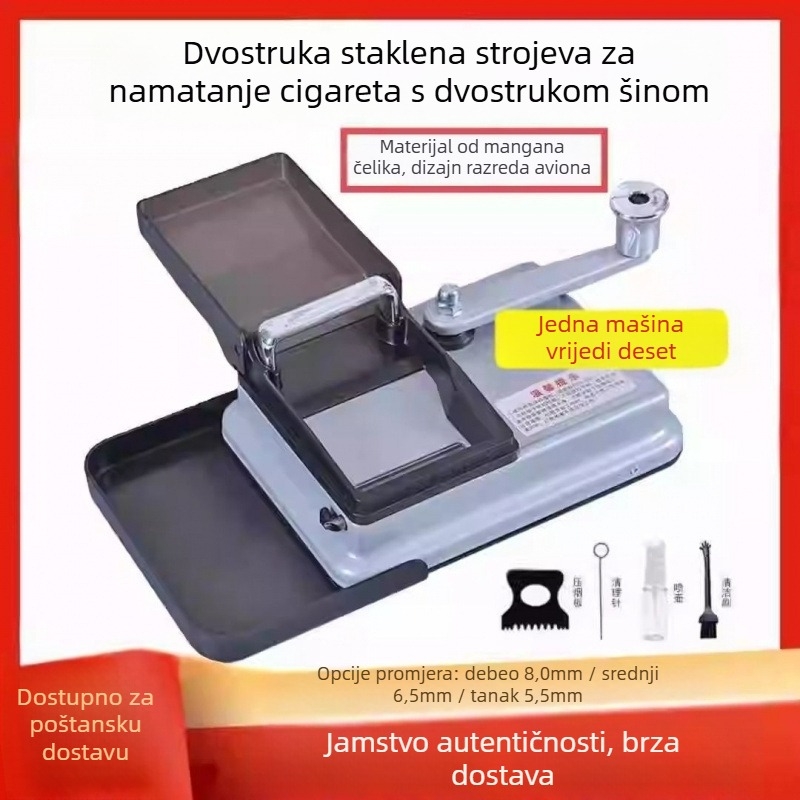 Ručni stroj za izradu cigareta s dvostrukim kanalom, nehrđajući čelik, model 5.56.58.0