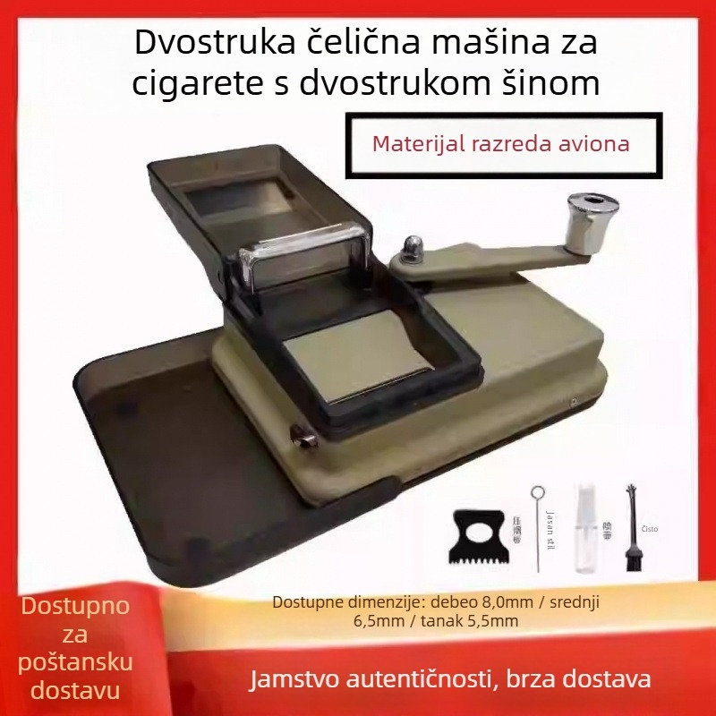 Ručni stroj za izradu cigareta s dvostrukim kanalom, nehrđajući čelik, model 5.56.58.0