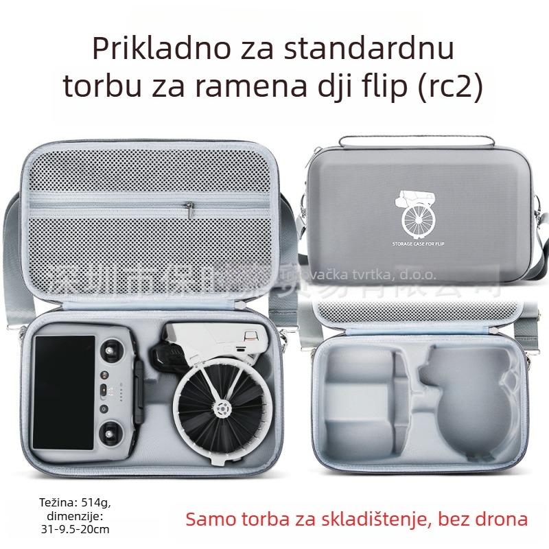 Sklope zaštitna torba za dron DJI Flip s pretincem za zaslon i daljinsko upravljanje, EVA materijal, crossbody remen