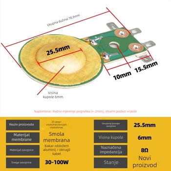 Namotka visokotonog reproduktora za vanjski rog, ultravisokofrekventna namotka s titanovim filmom i smolom, za veliku audio opremu