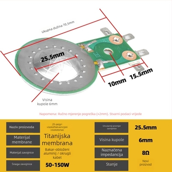 Namotka visokotonog reproduktora za vanjski rog, ultravisokofrekventna namotka s titanovim filmom i smolom, za veliku audio opremu