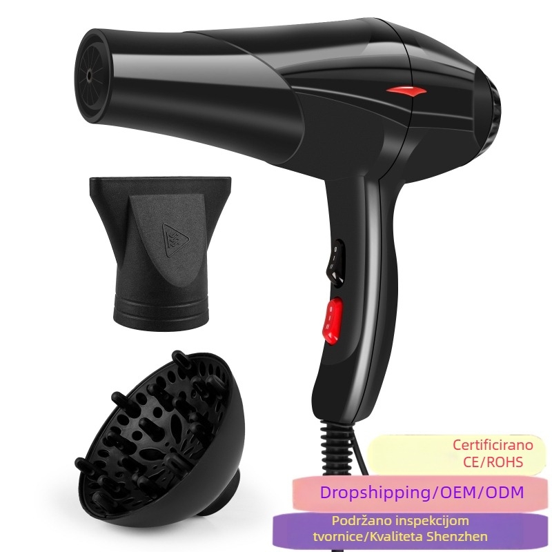 Profesionalno sušilo za kosu za salon, 1300W, AC motor bez četkica, hladan/topli zrak s 5 postavki, nastavak koncentrator, zaštita od pregrijavanja, napon 220V