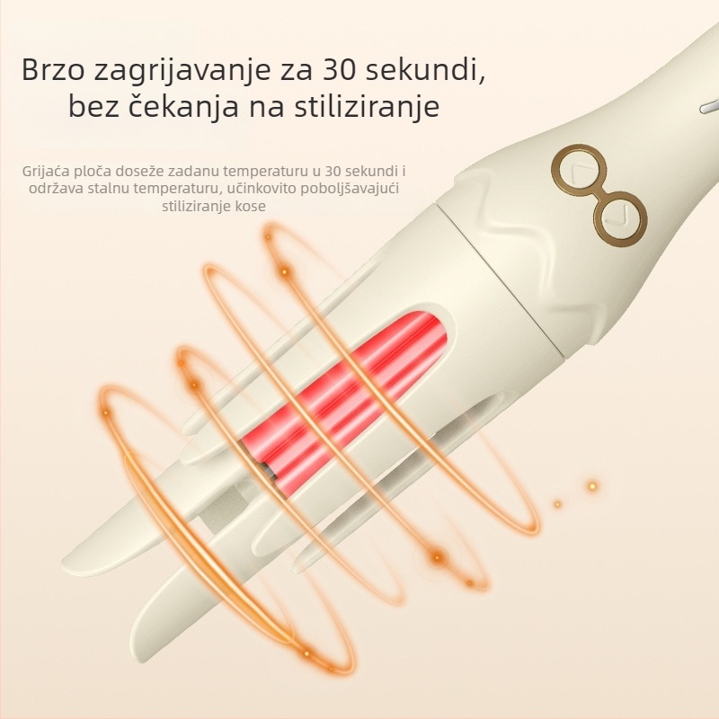 Tip proizvoda: Električni uvijač za kosu i ravnanje; Ključne značajke: turmalinski keramički grijač, 15-stupanjsko podešavanje temperature, 50W, 220V (turmalinski keramički grijač; 15 razina temperature; 50W; 220V)