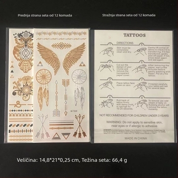 Set tetovačkih transfer naljepnica - vodeni prijenos tiska - prilagodljiv - polu-ručna proizvodnja - logo otisnut