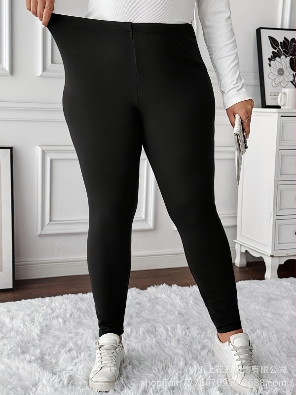 Ženske slim-fit hlače s flis podstavom i elastičnim pojasom, debeli materijal od vunene smjese