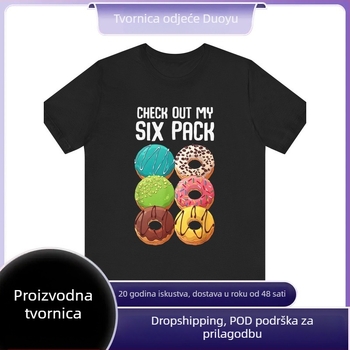 Muška pamučna T‑majica s printom donut, casual, kratkih rukava, okrugli izrez, labav kroj