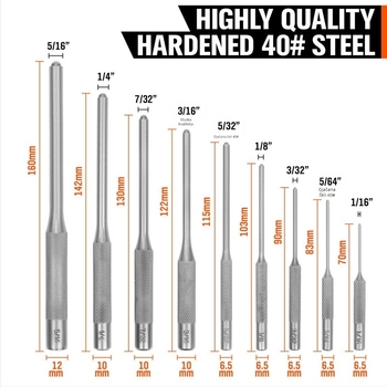 9-djelni set alata za bušenje i popravak pojasa i oružja (bušač pojasa, šuplji bušač, čekić, dlijeto)
