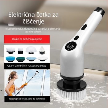  Električni mop s izvlačnom dugom drškom i LCD zaslonom — osam u jednom četka za kuhinju i kupaonu