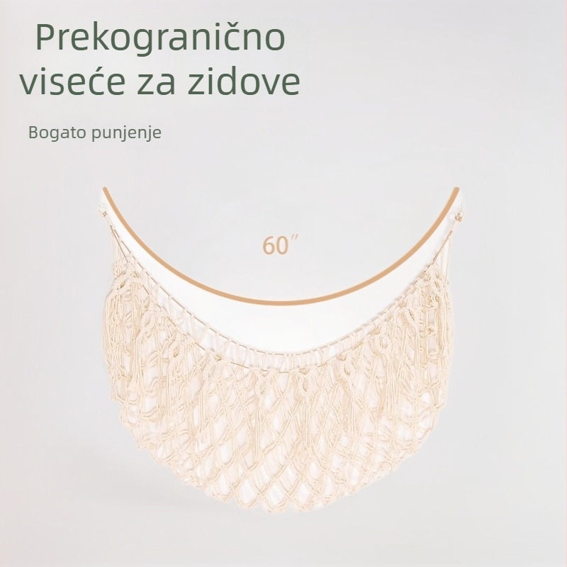 Zidna mreža za igračke od pamukovog konca, ručno pletena, slatko crtani stil, ovalni oblik, ručno pranje.