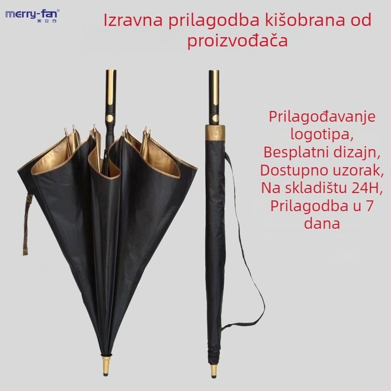 Golf kišobran s vlaknastim okvirom, 8 krakova, duga drška, automatsko otvaranje, tisak logotipa i prilagođavanje