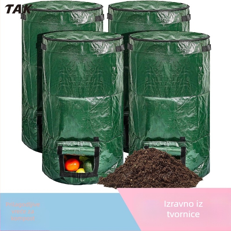 Torba za kompost u vrtu, višekratna upotreba, s poklopcem, PE materijal, kod 3xdbx5rh