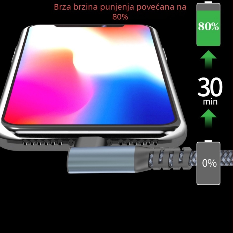 Kabel za punjenje Lightning i USB-C s dva sučelja, PD brzo punjenje, aluminijska legura, 100W