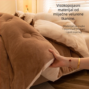 Dvoslojni baršunasti quilt, debeli, s antibakterijskim vlaknastim punjenjem, pogodna za sve sezone, šivano