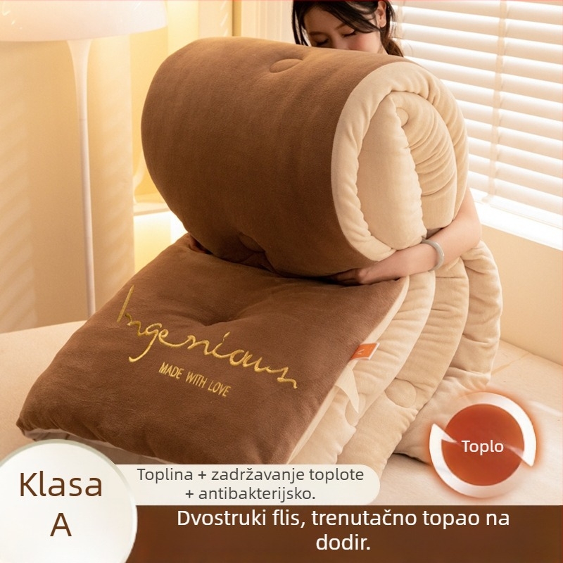 Dvoslojni baršunasti quilt, debeli, s antibakterijskim vlaknastim punjenjem, pogodna za sve sezone, šivano