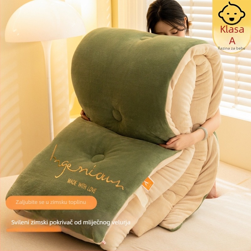Dvoslojni baršunasti quilt, debeli, s antibakterijskim vlaknastim punjenjem, pogodna za sve sezone, šivano
