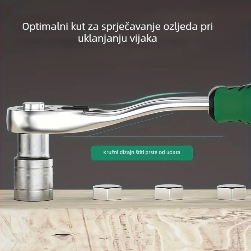 Dvostrani ključ s 72 zuba, zakrivljenom ručkom, kromirana površina, čelik krom-vanadij