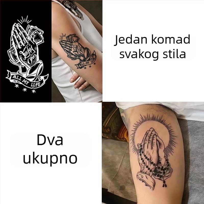 Naljepnica za tetovažu na ruci – Molitvene ruke, vodootporna, dugotrajna, polupermanentna, realističan dizajn