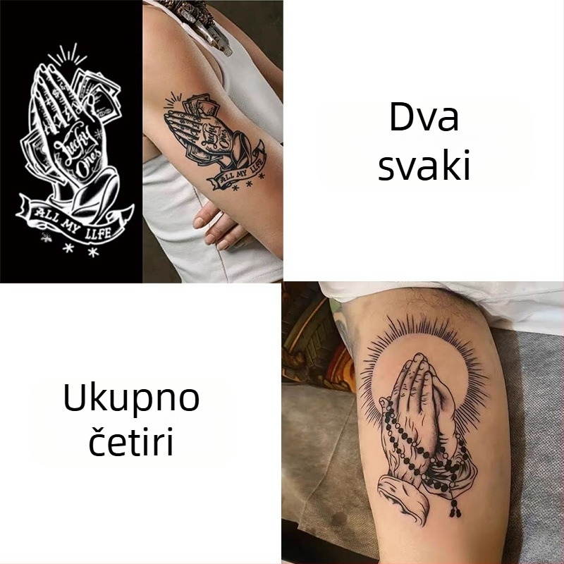 Naljepnica za tetovažu na ruci – Molitvene ruke, vodootporna, dugotrajna, polupermanentna, realističan dizajn