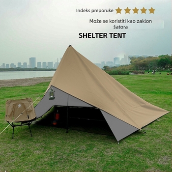 Kamp sjenica s višestrukim kukama, 210D Oxford platno, vodootpornost 3000–8000 mm, kvadratni oblik