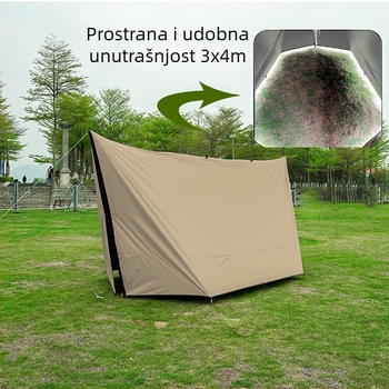 Kamp sjenica s višestrukim kukama, 210D Oxford platno, vodootpornost 3000–8000 mm, kvadratni oblik