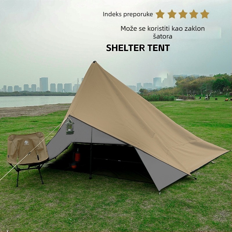 Kamp sjenica s višestrukim kukama, 210D Oxford platno, vodootpornost 3000–8000 mm, kvadratni oblik