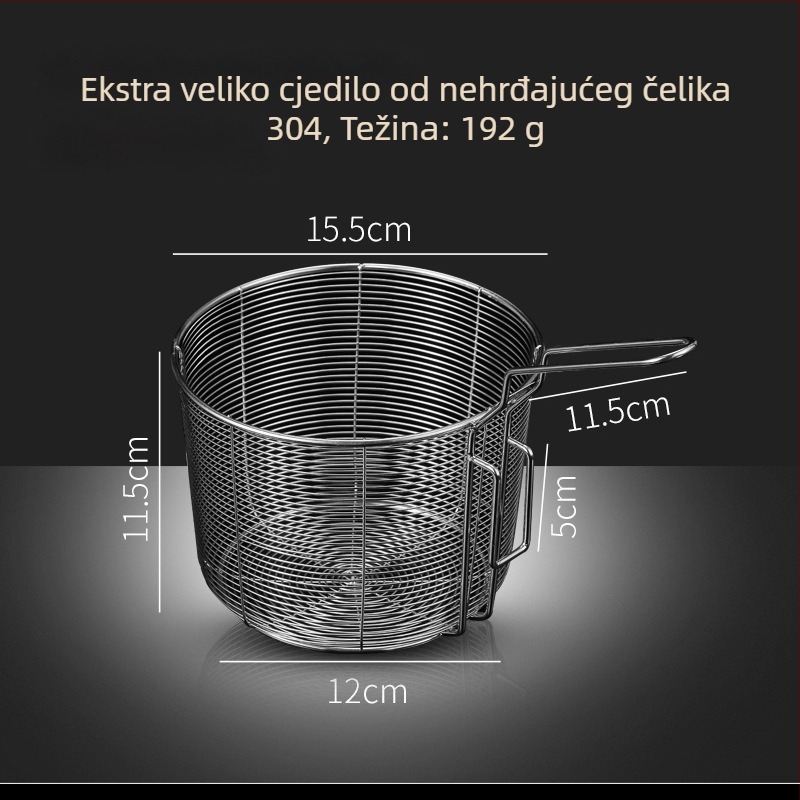 Koš za prženje od nehrđajućeg čelika 304 s filtrom za rezance, grickalice i pomfrit – ručka protiv opeklina, jedan kukasti kuka, prilagodljivo Zhenggang Hardware