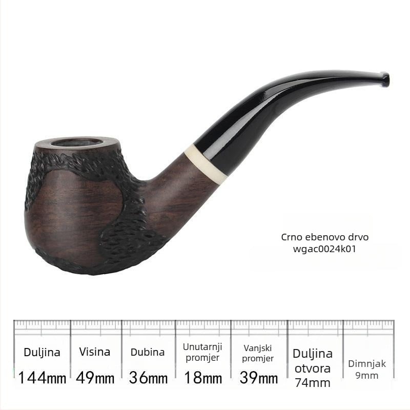 Drvena lula, ručno izrađena, starinski dodatak za pušenje duhana, 9 mm filtr