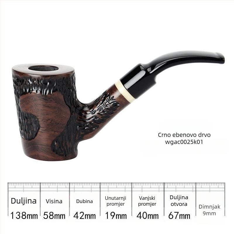 Drvena lula, ručno izrađena, starinski dodatak za pušenje duhana, 9 mm filtr