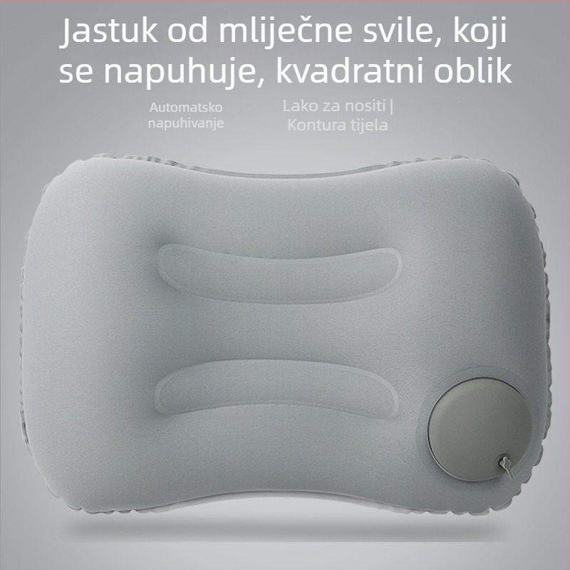 Milk Silk napuhljivi kvadratni jastuk — minimalistički stil, za odrasle, putnički napuhljivi jastuk (Materijal: Milk silk; Model: Milk silk inflatable square pillow)