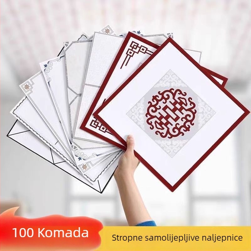 Samoljepljiva stropna tapeta s geometrijskim uzorkom, vodootporna i otporna na mrlje, debljina 2,5 mm