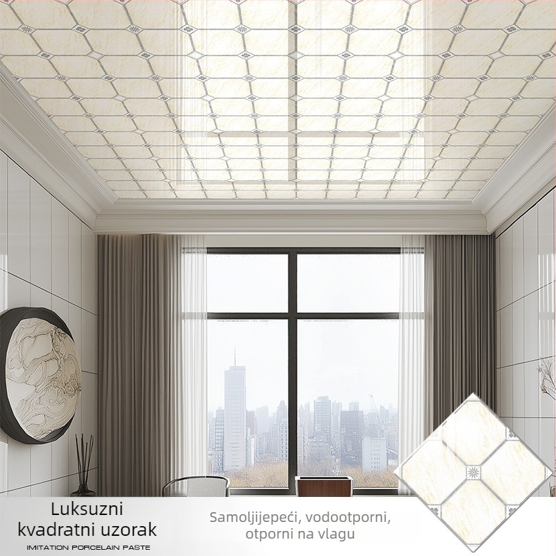 Samoljepljiva stropna tapeta s geometrijskim uzorkom, vodootporna i otporna na mrlje, debljina 2,5 mm