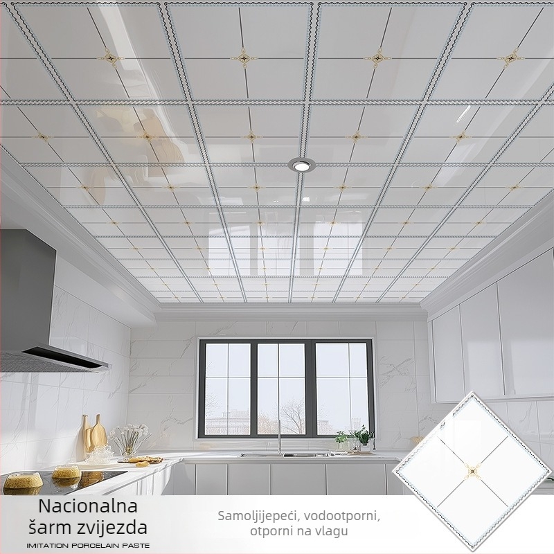 Samoljepljiva stropna tapeta s geometrijskim uzorkom, vodootporna i otporna na mrlje, debljina 2,5 mm