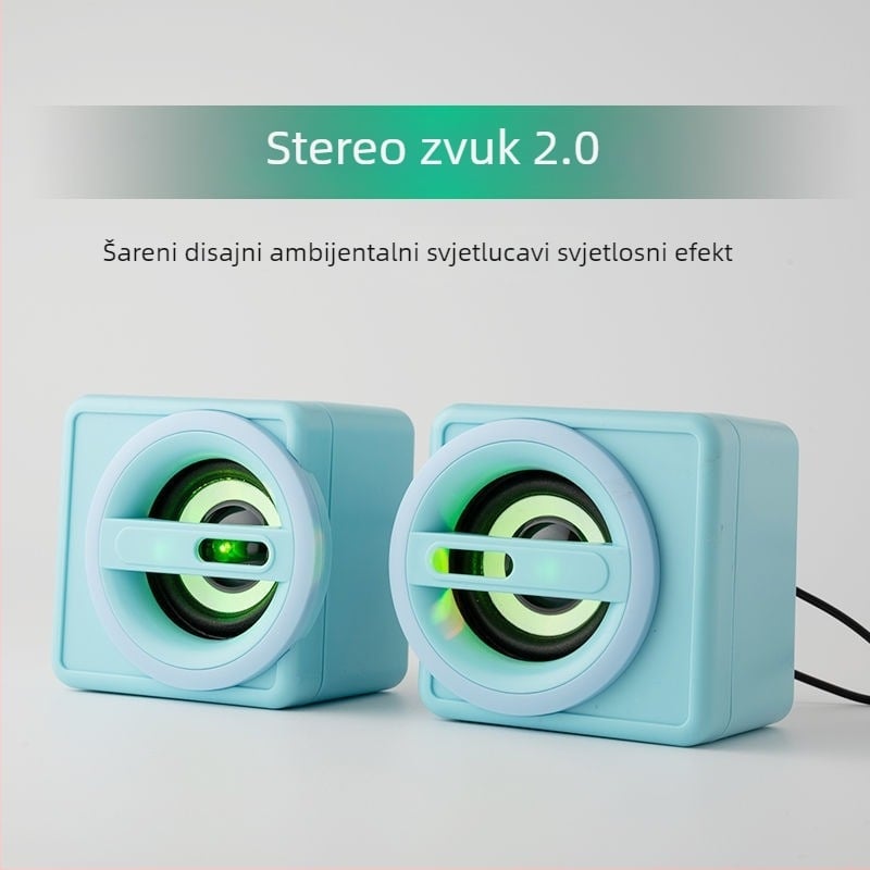 Dang chew Stolni zvučnik za računalo, 2.0 kanal, žično 3,5 mm povezivanje, jak bas, visoka glasnoća, visokokvalitetan zvuk