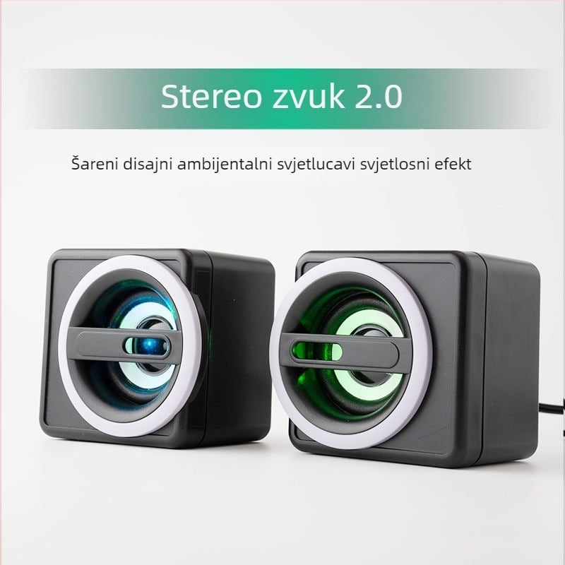 Dang chew Stolni zvučnik za računalo, 2.0 kanal, žično 3,5 mm povezivanje, jak bas, visoka glasnoća, visokokvalitetan zvuk