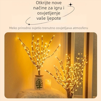 LED svijetleća grana stabla za spavaću sobu – pozadina za livestream, napajanje baterijama, 20 LED, IP54, 50.000 sati trajanja, ručno uključivanje
