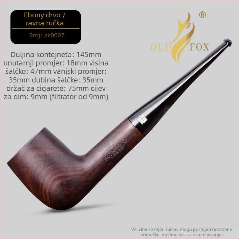 Old Fox Ebony Cijev s Filtrima – Set za pušenje od drveta, kutija 100 komada, mogućnost tiska logotipa