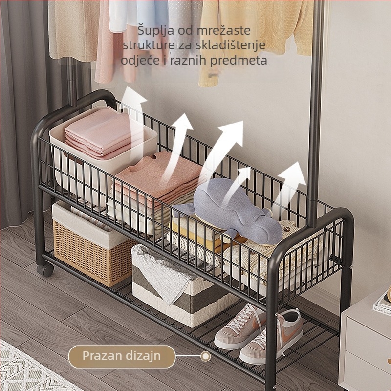 Podna stojeća vješalica za odjeću i kapute — Željezna, moderni minimalistički dizajn, unutarnje sušenje i skladištenje, za spavaću sobu (odjeća, hlače i kravate)