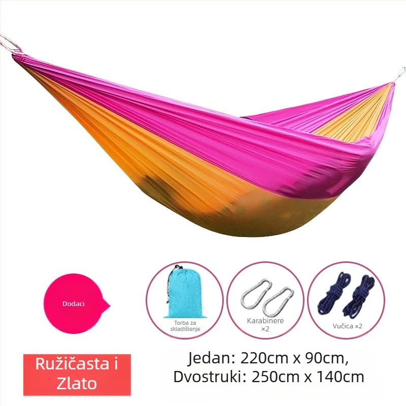 Prijenosni ultra lagani poliester hamak za odrasle, nosivost 200 kg, težina 330 g, bez nosača