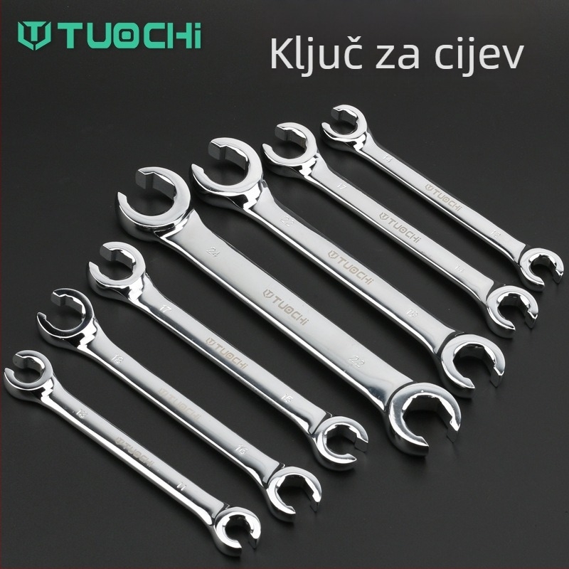 Tuochi Ključ za cijevi za ulje – dvostruki, otvoreni kraj s hexom, nikl-željezna legura, polirano kromiranje, 0,5 kg
