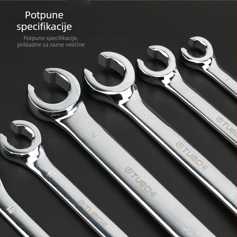 Tuochi Ključ za cijevi za ulje – dvostruki, otvoreni kraj s hexom, nikl-željezna legura, polirano kromiranje, 0,5 kg