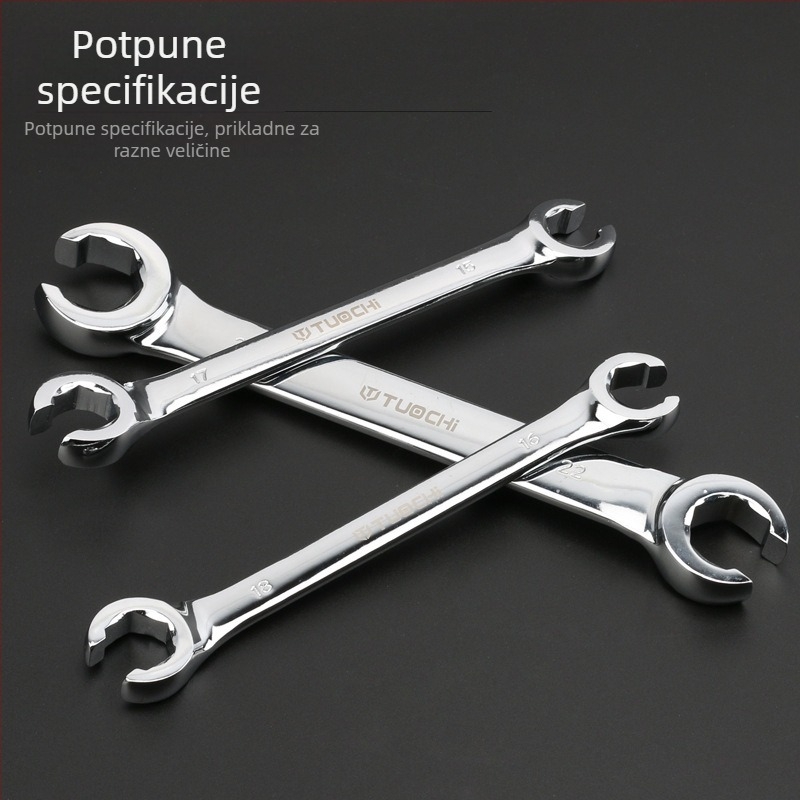 Tuochi Ključ za cijevi za ulje – dvostruki, otvoreni kraj s hexom, nikl-željezna legura, polirano kromiranje, 0,5 kg