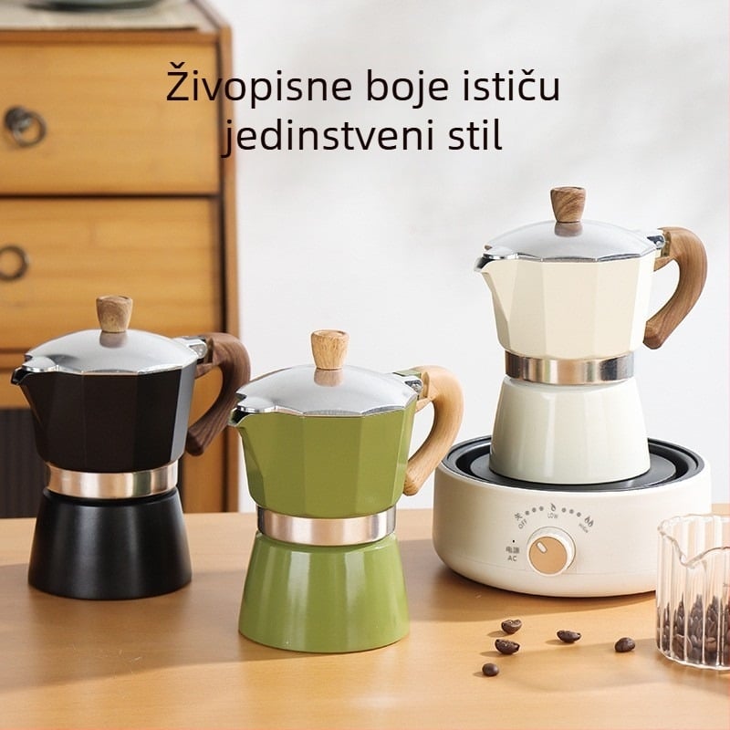 Talijanska moka posuda za kućnu upotrebu, aluminijska legura, serija Moka pot, ekstrakcija kave, mogućnost tiskanja logotipa