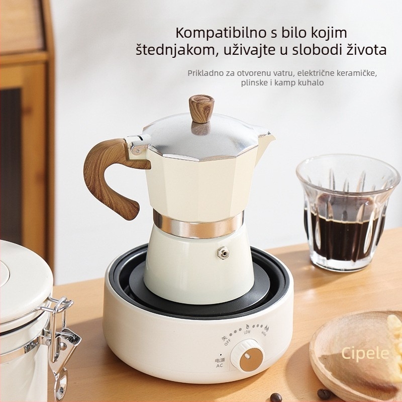 Talijanska moka posuda za kućnu upotrebu, aluminijska legura, serija Moka pot, ekstrakcija kave, mogućnost tiskanja logotipa