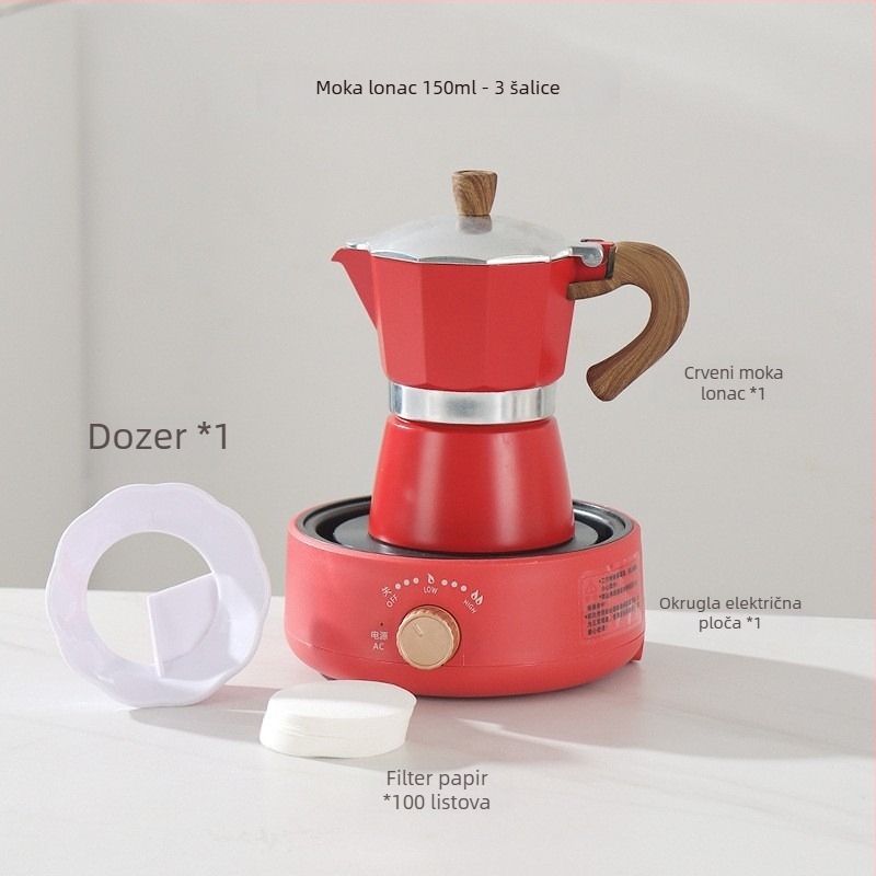 Talijanska moka posuda za kućnu upotrebu, aluminijska legura, serija Moka pot, ekstrakcija kave, mogućnost tiskanja logotipa