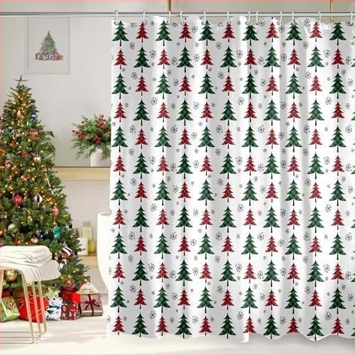 Kupaonski tuš zavjesa s božićnom temom i otisnutim jelenskim motivom, poliester; tisak na tkaninu; tisak logotipa; prilagođena obrada; trgovački atribut: wj-9999