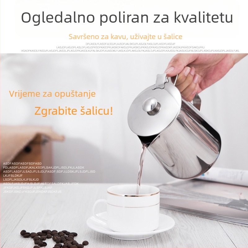 Kana za latte art s oštrim izljevom, debelo tijelo od 201 nehrđajućeg čelika, s mjernom skalom