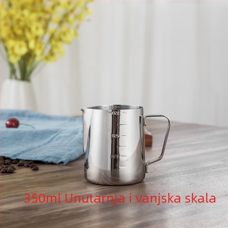 Kana za latte art s oštrim izljevom, debelo tijelo od 201 nehrđajućeg čelika, s mjernom skalom